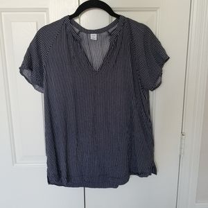 Striped flowy short sleeve blouse